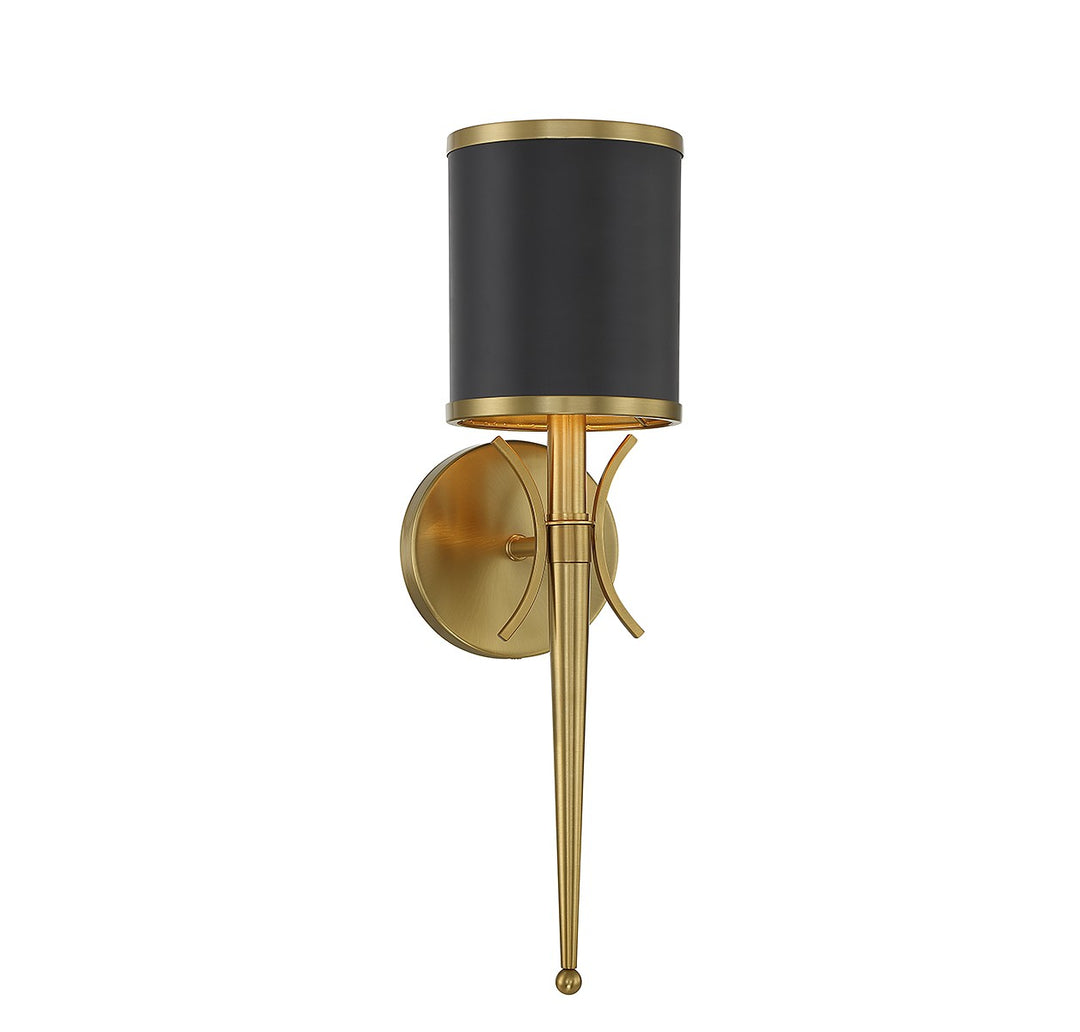Savoy House Quincy 9-9944-1-143 Wall Sconce Light - Matte Black with Warm Brass