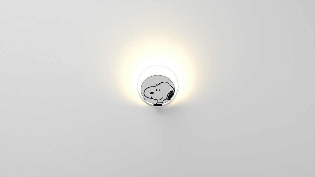 Koncept Gravy GRW-S-CRM-SN1-PI Wall Sconce Light - Chrome Body, Snoopy