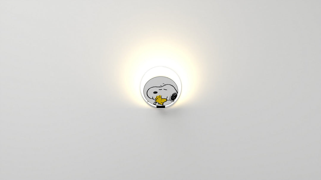 Koncept Gravy GRW-S-CRM-SW1-PI Wall Sconce Light - Chrome Body, Snoopy Woodstock