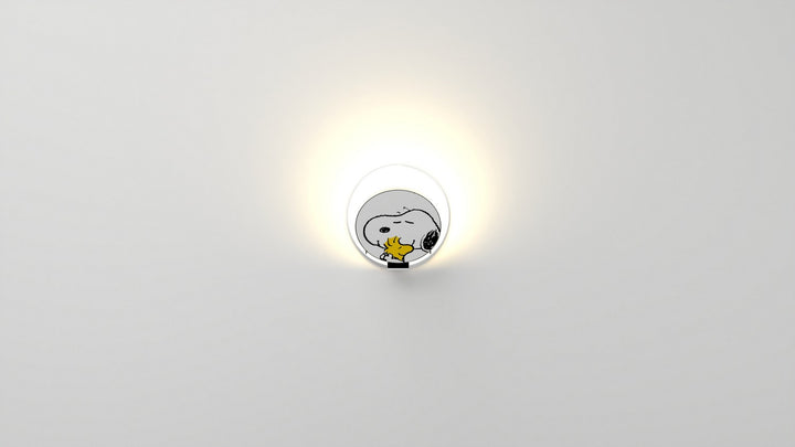 Koncept Gravy GRW-S-CRM-SW1-PI Wall Sconce Light - Chrome Body, Snoopy Woodstock