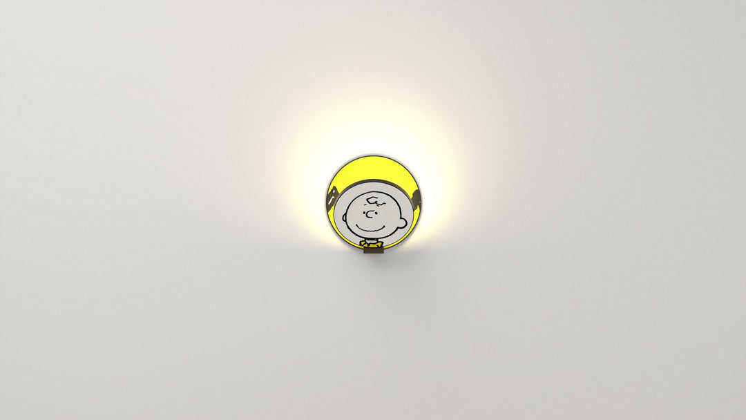 Koncept Gravy GRW-S-MBK-CB1-PI Wall Sconce Light - Metallic Black Body, Charlie Brown