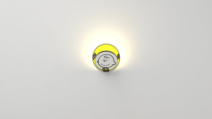 Koncept Gravy GRW-S-MBK-CB1-PI Wall Sconce Light - Metallic Black Body, Charlie Brown