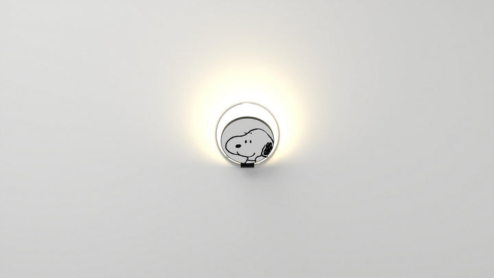 Koncept Gravy GRW-S-MBK-SN1-PI Wall Sconce Light - Metallic Black Body, Snoopy