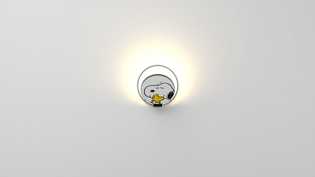 Koncept Gravy GRW-S-MBK-SW1-PI Wall Sconce Light - Metallic Black Body, Snoopy Woodstock