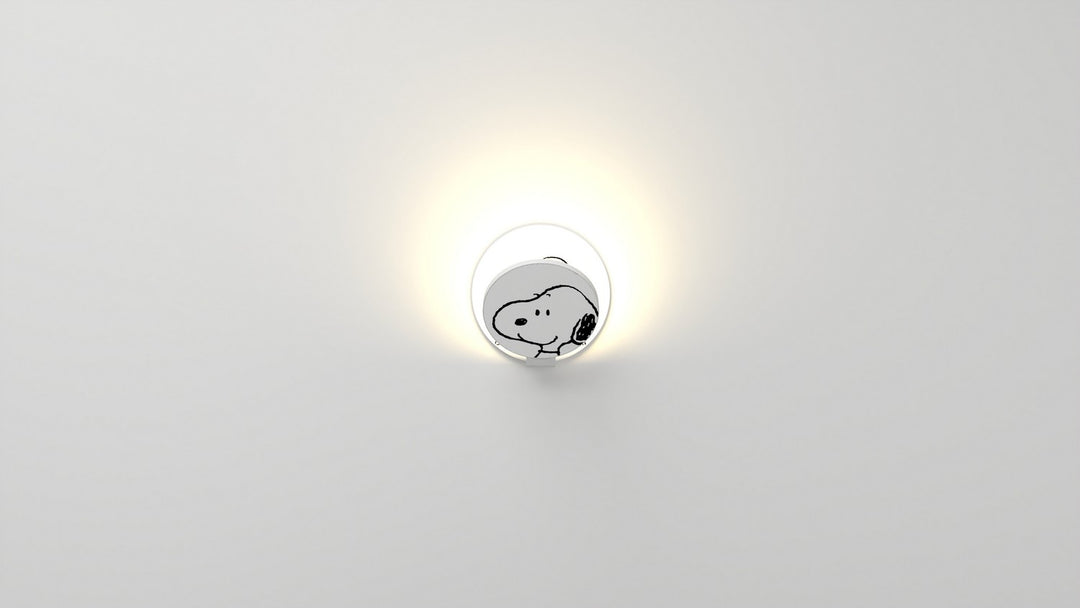 Koncept Gravy GRW-S-MWT-SN1-HW Wall Sconce Light - Matte White Body, Snoopy
