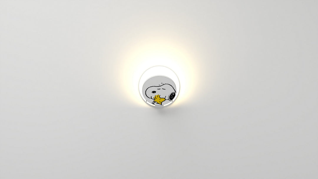 Koncept Gravy GRW-S-MWT-SW1-HW Wall Sconce Light - Matte White Body, Snoopy Woodstock