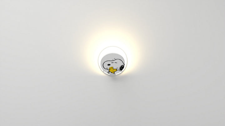Koncept Gravy GRW-S-MWT-SW1-PI Wall Sconce Light - Matte White Body, Snoopy Woodstock