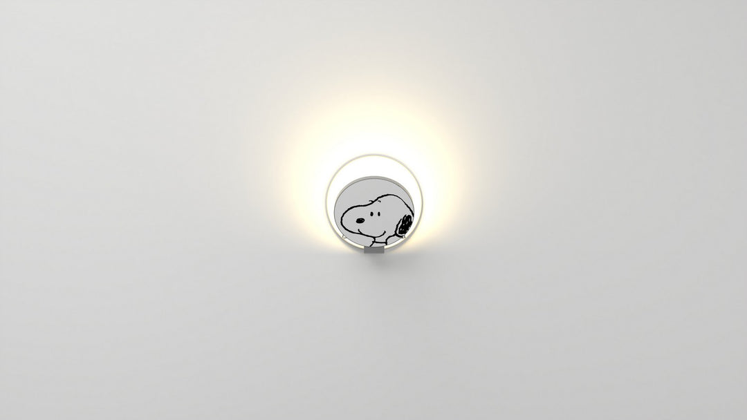 Koncept Gravy GRW-S-SIL-SN1-HW Wall Sconce Light - Matte White Body, Snoopy