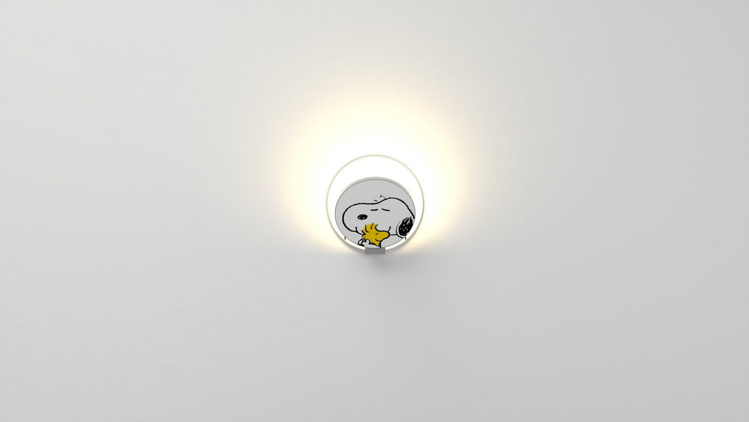 Koncept Gravy GRW-S-SIL-SW1-PI Wall Sconce Light - Matte White Body, Snoopy Woodstock