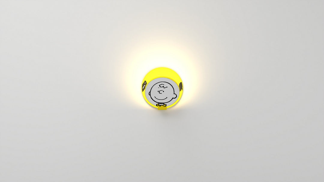 Koncept Gravy GRW-S-WSY-CB1-HW Wall Sconce Light - Matte Bright Yellow Body, Charlie Brown