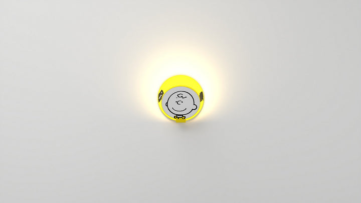 Koncept Gravy GRW-S-WSY-CB1-HW Wall Sconce Light - Matte Bright Yellow Body, Charlie Brown