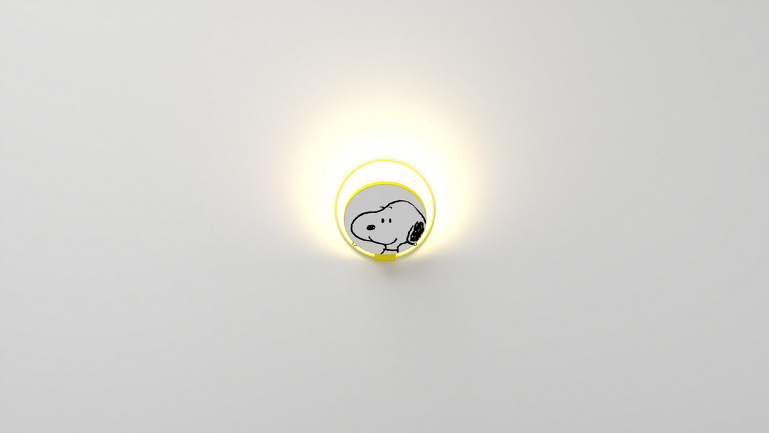 Koncept Gravy GRW-S-WSY-SN1-HW Wall Sconce Light - Matte Bright Yellow Body, Snoopy
