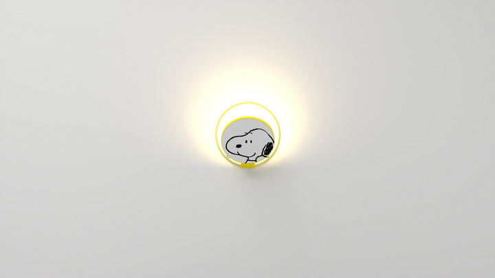 Koncept Gravy GRW-S-WSY-SN1-PI Wall Sconce Light - Matte Bright Yellow Body, Snoopy