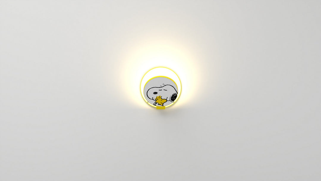 Koncept Gravy GRW-S-WSY-SW1-PI Wall Sconce Light - Matte Bright Yellow Body, Snoopy Woodstock