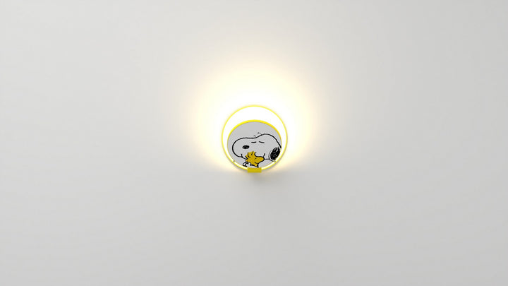 Koncept Gravy GRW-S-WSY-SW1-PI Wall Sconce Light - Matte Bright Yellow Body, Snoopy Woodstock