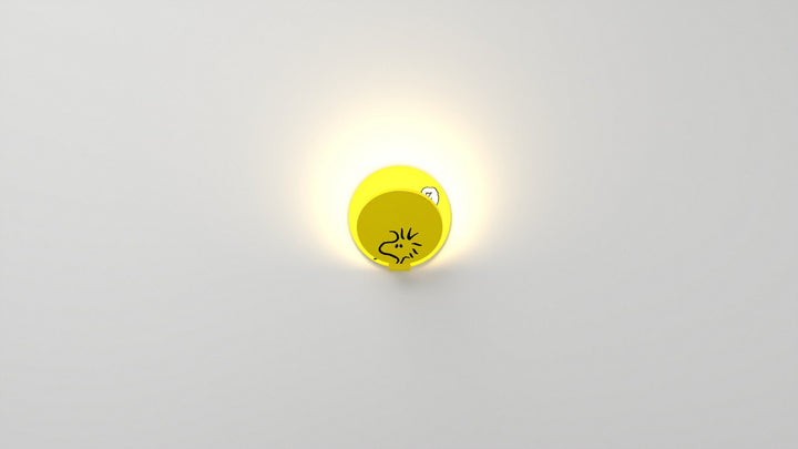 Koncept Gravy GRW-S-WSY-WO1-PI Wall Sconce Light - Matte Bright Yellow Body, Woodstock