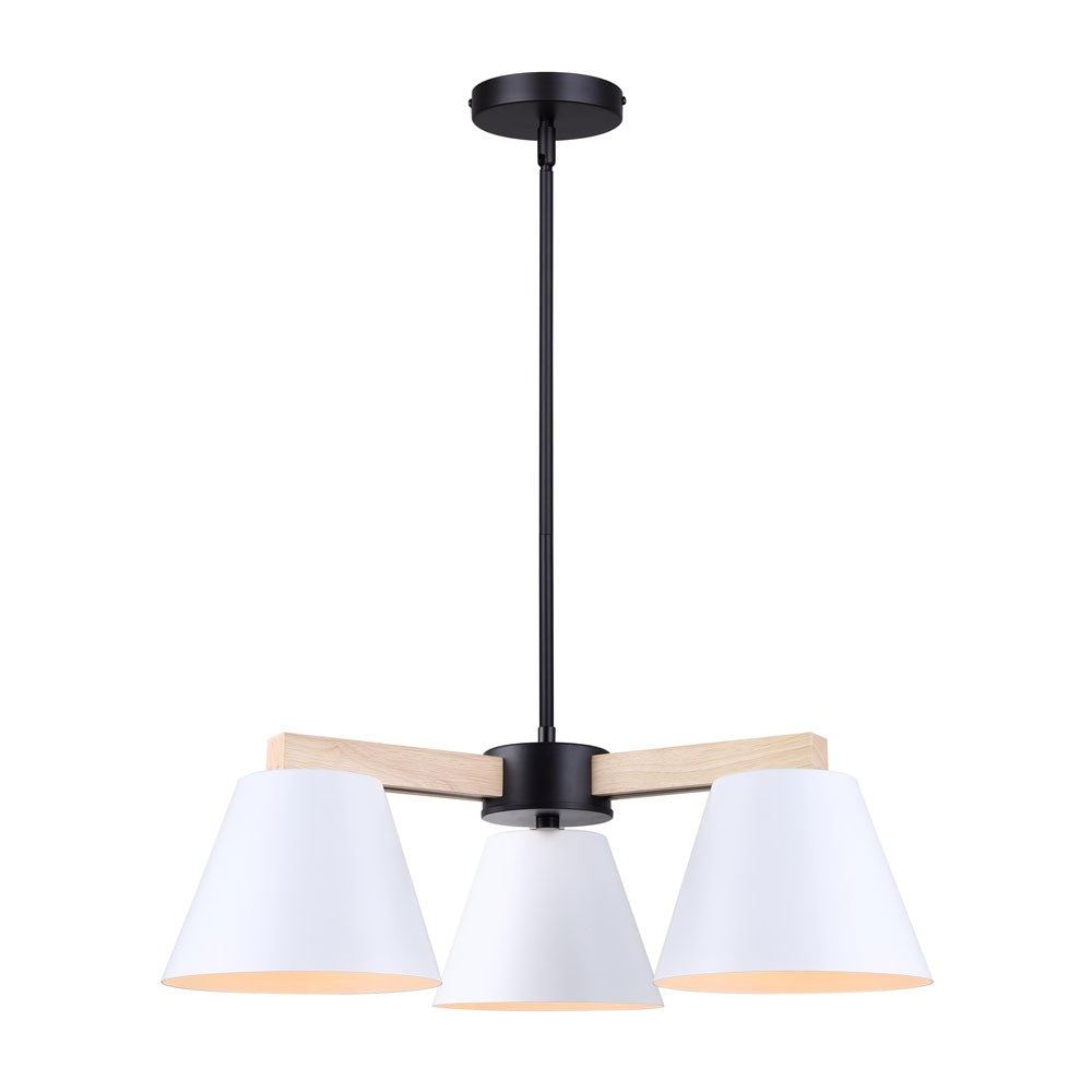 Canarm Harlyn ICH1124A03BWW Chandelier Light - Black/White/Wood