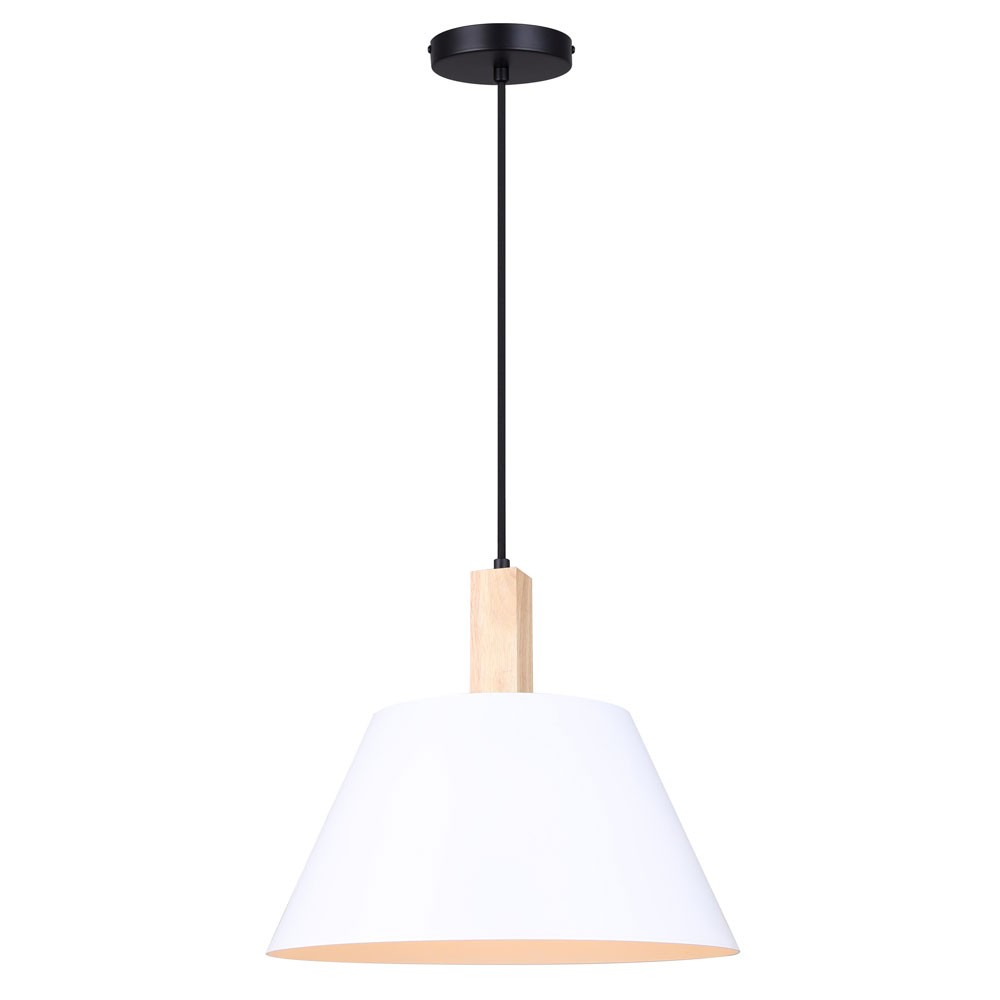 Canarm Harlyn IPL1124A01BWW Pendant Light - Black/White/Wood