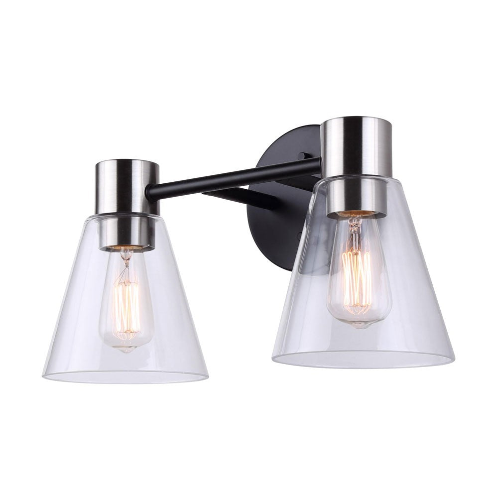 Canarm Davina IVL1127A02BKN Bath Vanity Light 15 in. wide - Black/Brushed Nickel
