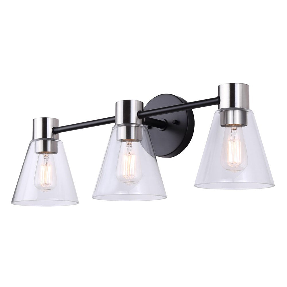 Canarm Davina IVL1127A03BKN Bath Vanity Light 24 in. wide - Black/Brushed Nickel
