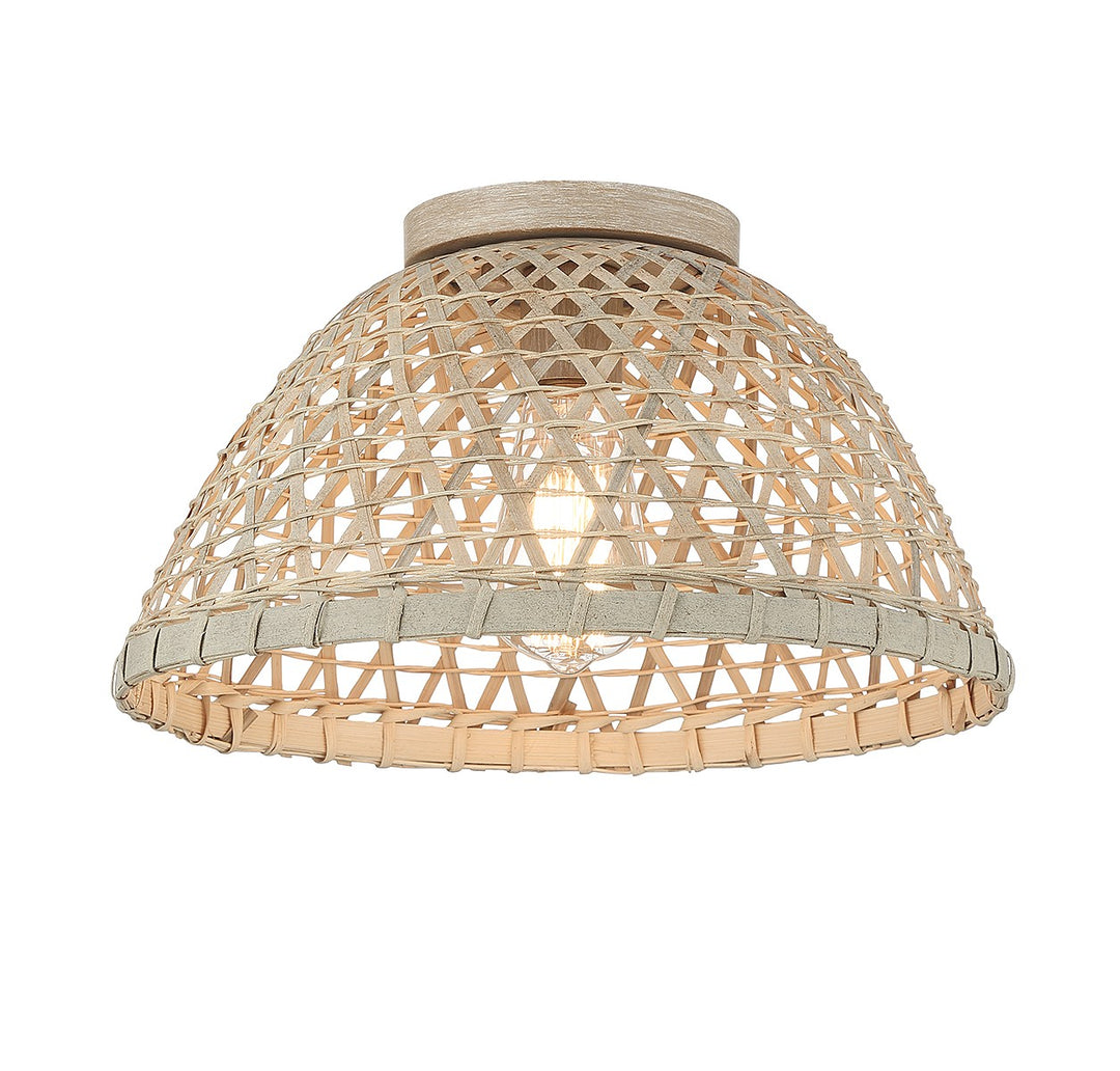 Meridian M60073NR Ceiling Light - Matte Black and Natural Rattan