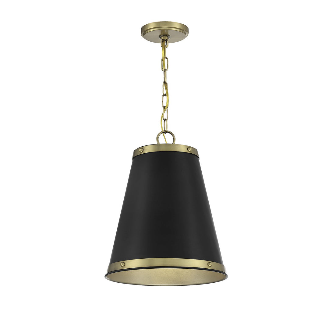 Meridian M7014MBKNB Pendant Light - Matte Black with Natural Brass