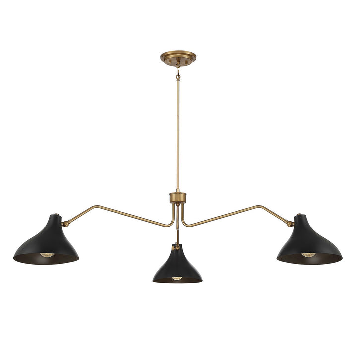 Meridian M7019MBKNB Chandelier Light - Matte Black with Natural Brass