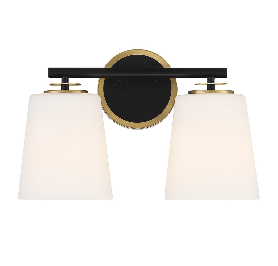 Meridian M80077MBKNB Bath Vanity Light 15 in. wide - Matte Black and Natural Brass