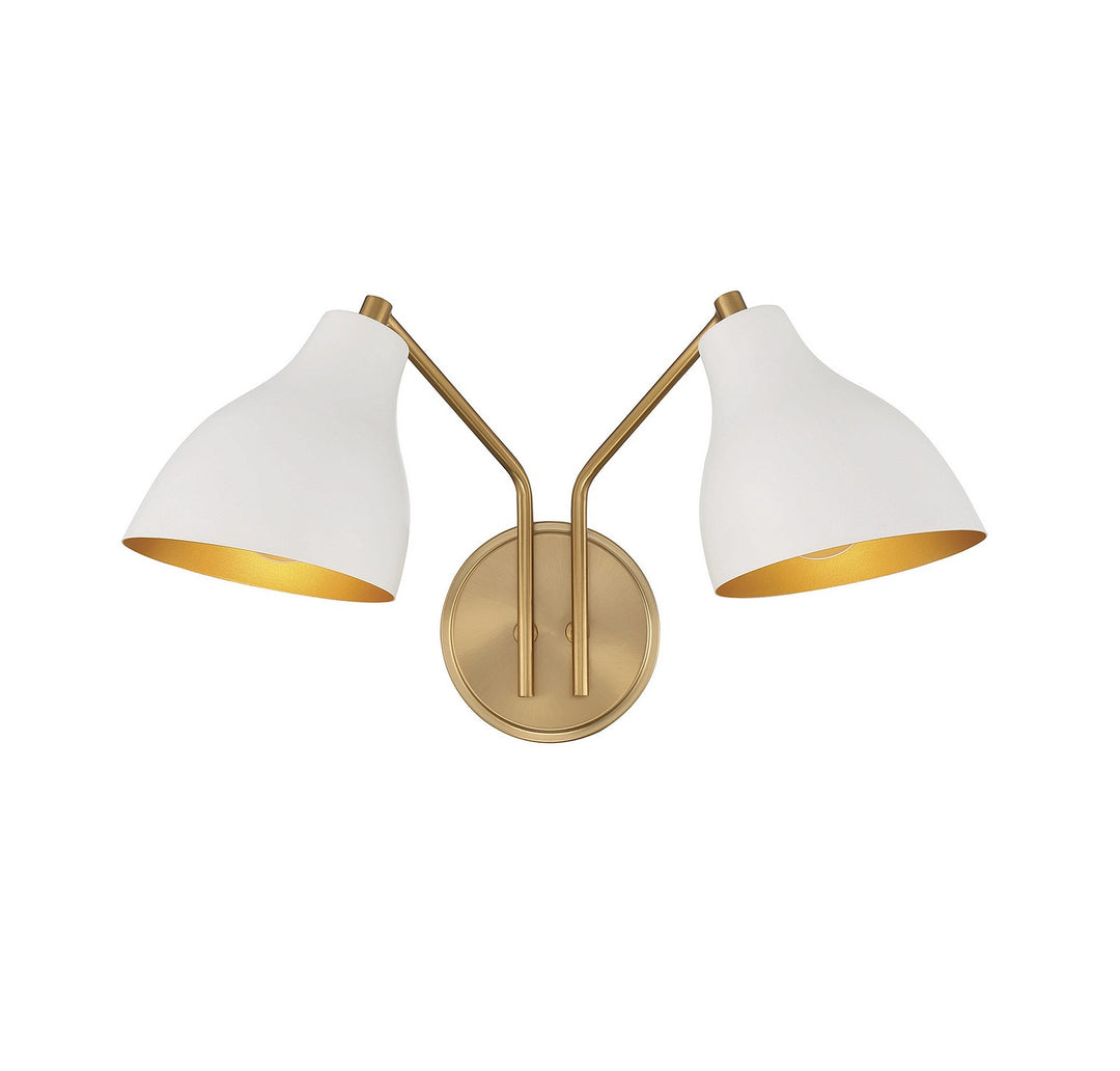Meridian M90075WHNB Wall Light - White with Natural Brass