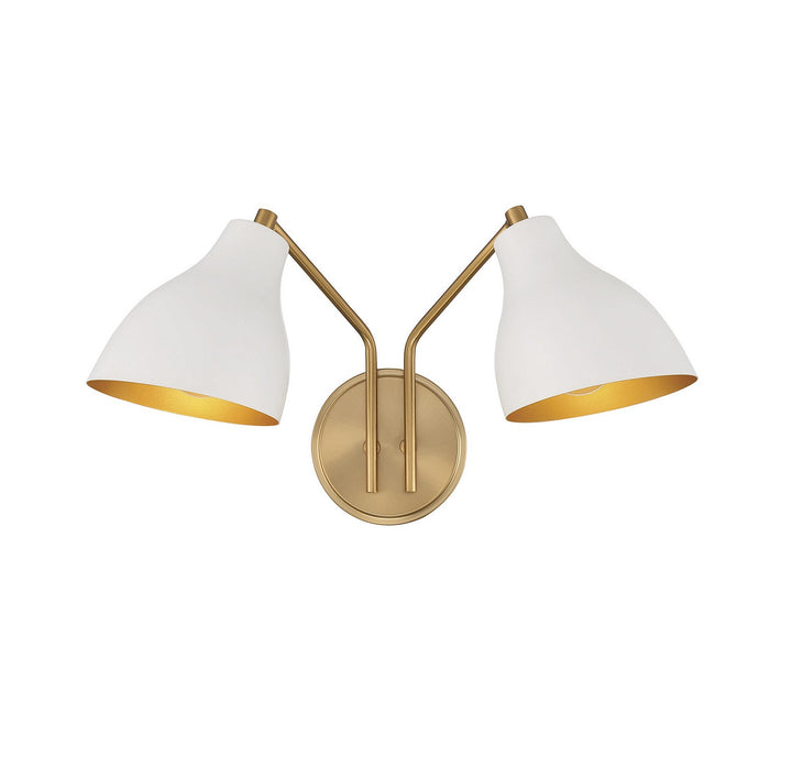 Meridian M90075WHNB Wall Light - White with Natural Brass