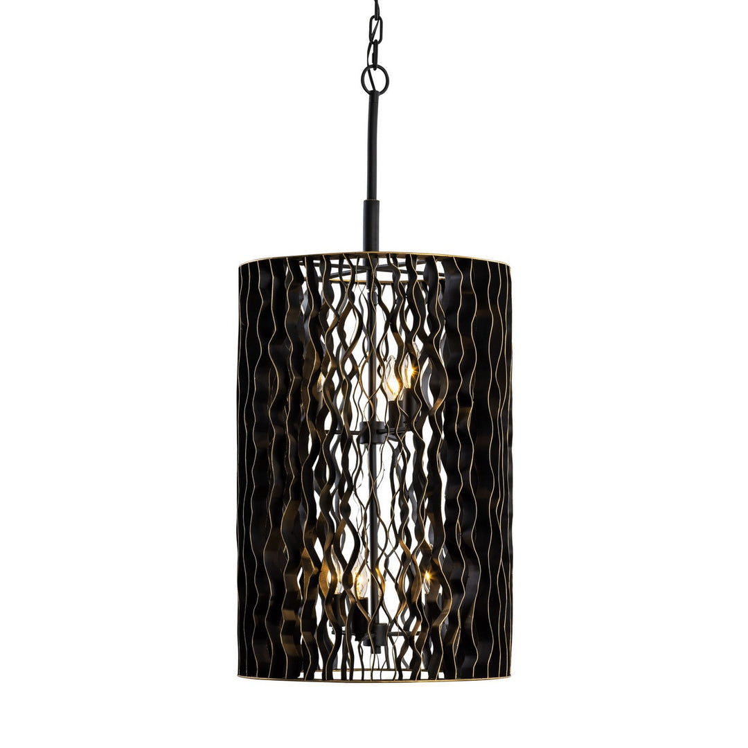 Varaluz Estela 380F06MBFG Pendant Light - Matte Black/French Gold