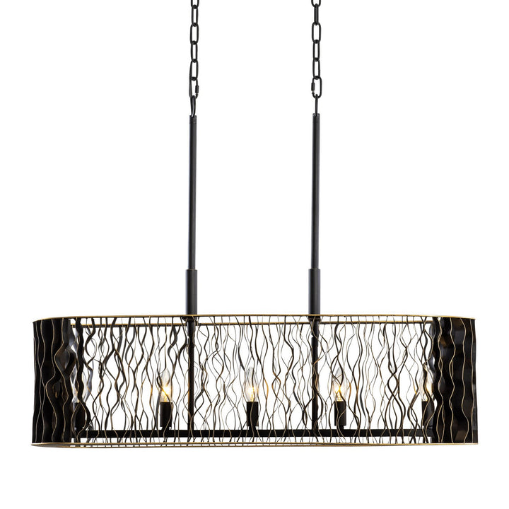 Varaluz Estela 380N05MBFG Pendant Light - Matte Black/French Gold