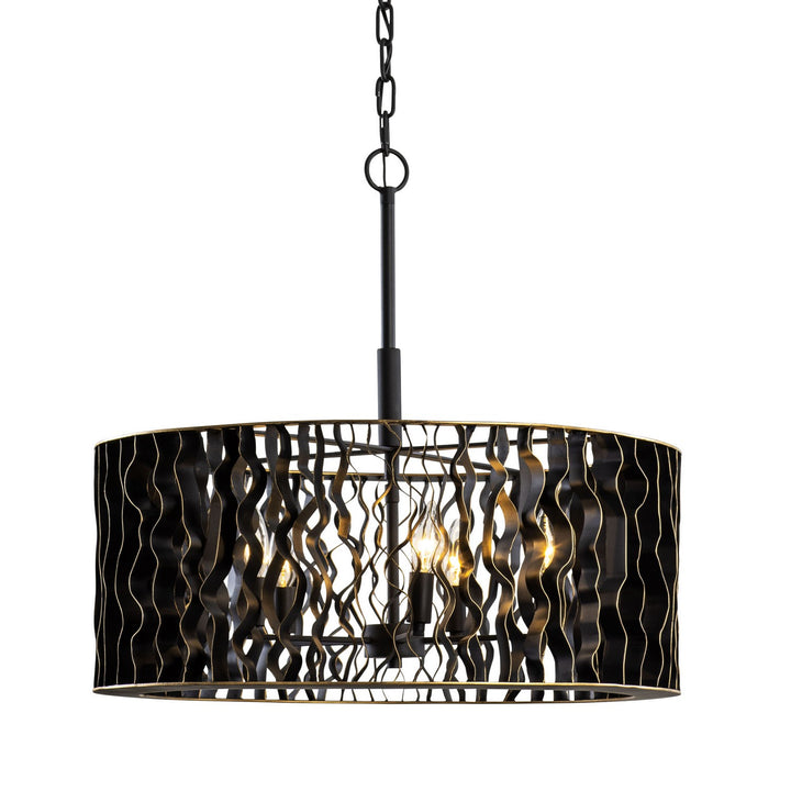 Varaluz Estela 380P05MBFG Pendant Light - Matte Black/French Gold