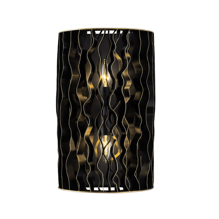 Varaluz Estela 380W02MBFG Wall Sconce Light - Matte Black/French Gold