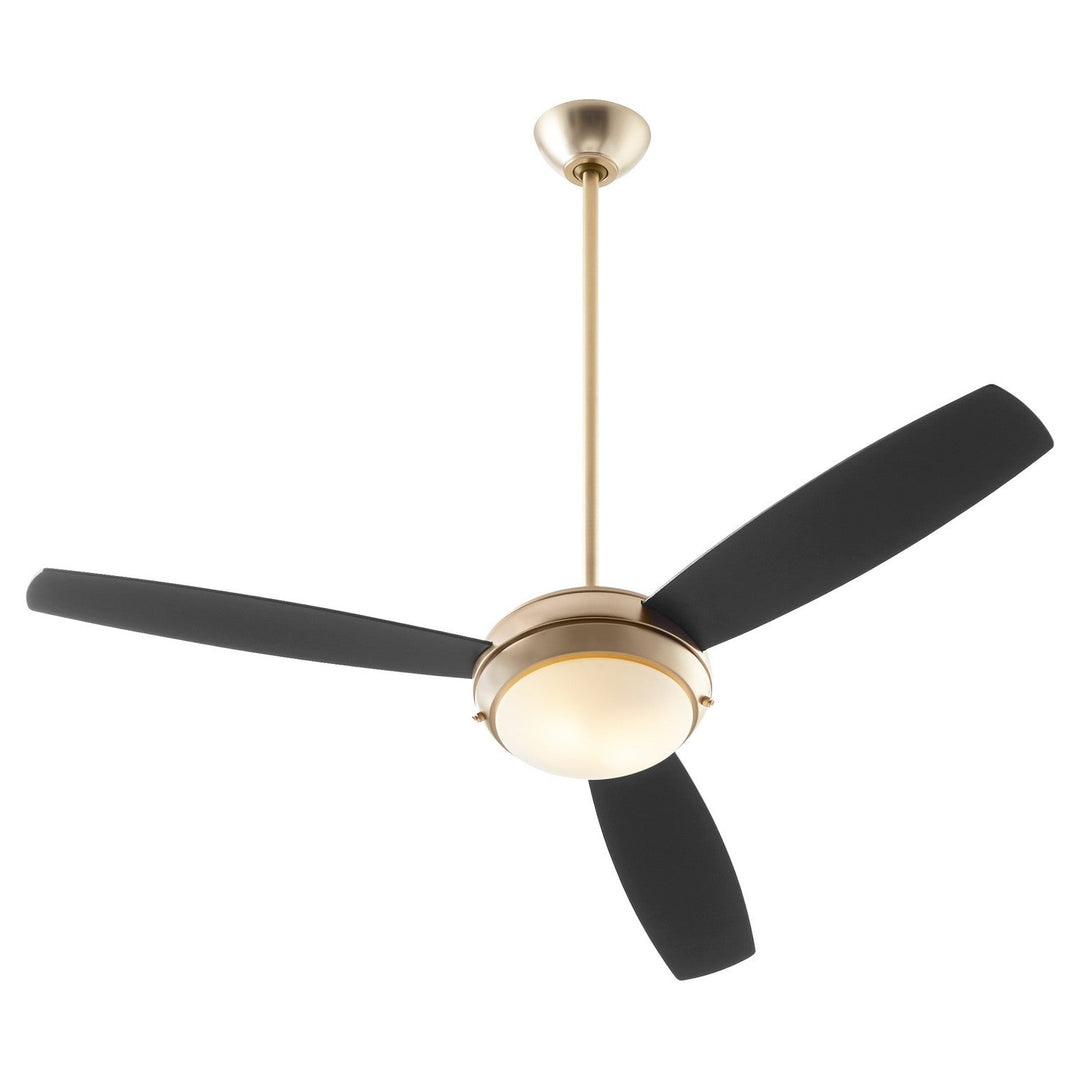 Quorum Expo 20523-80 Ceiling Fan - Aged Brass, Matte Black/Walnut