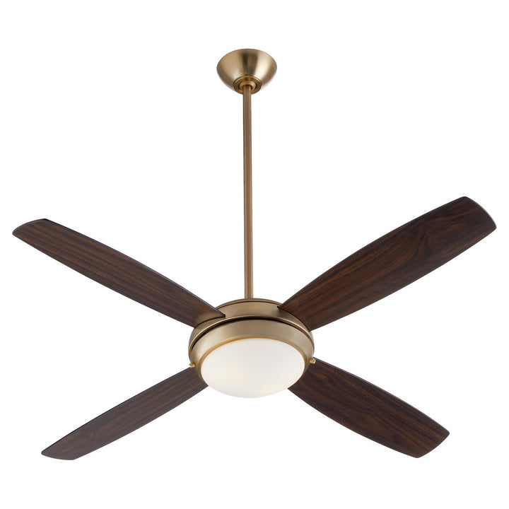 Quorum Expo 20524-80 Ceiling Fan - Aged Brass, Matte Black/Walnut