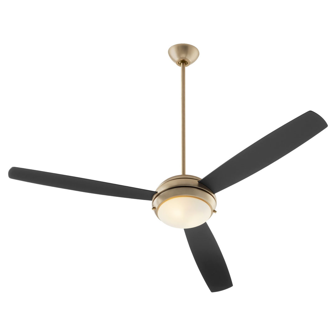 Quorum Expo 20603-80 Ceiling Fan - Aged Brass, Matte Black/Walnut