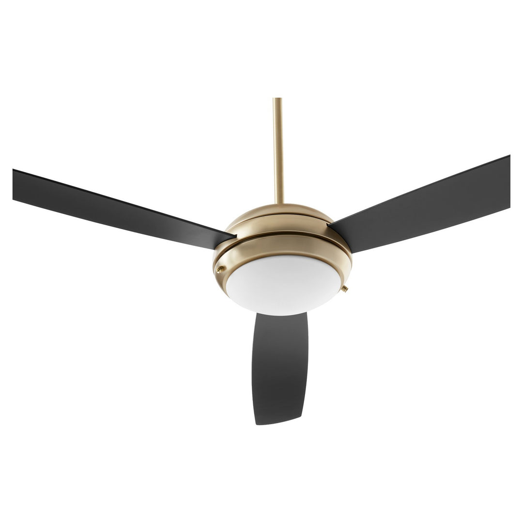 Quorum Expo 20603-80 Ceiling Fan - Aged Brass, Matte Black/Walnut