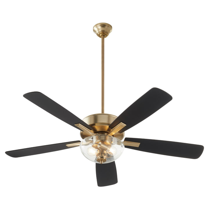 Quorum Ovation 4525-2280 Ceiling Fan 52 in. - Aged Brass, Matte Black/Walnut