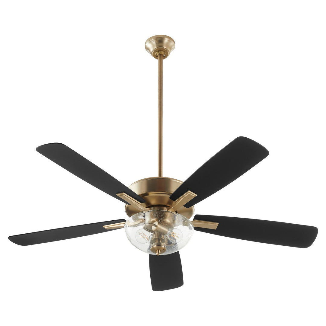 Quorum Ovation 4525-2280 Ceiling Fan 52 in. - Aged Brass, Matte Black/Walnut