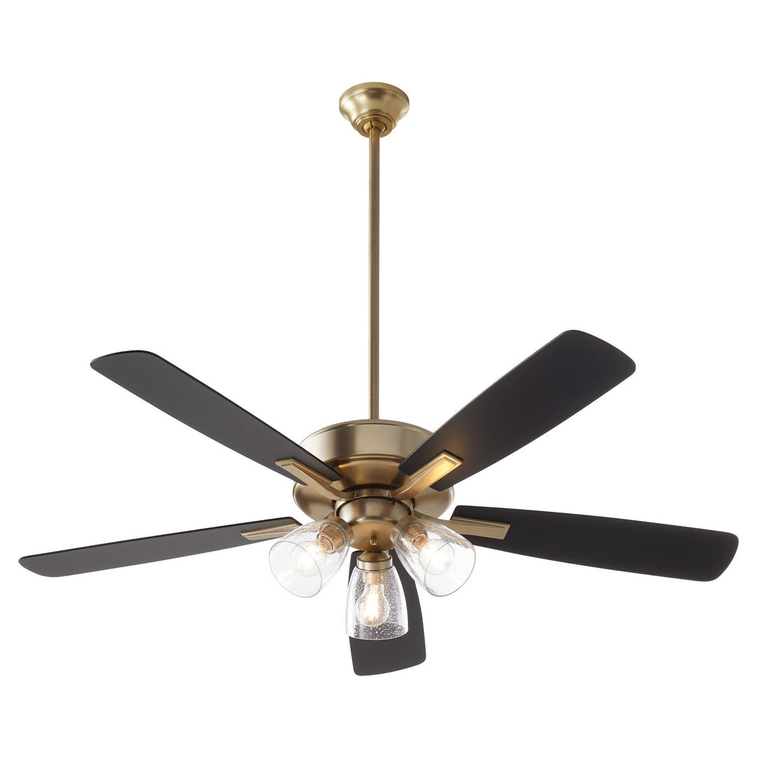 Quorum Ovation 4525-2380 Ceiling Fan 52 in. - Aged Brass, Matte Black/Walnut