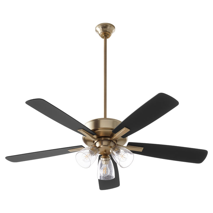 Quorum Ovation 4525-2380 Ceiling Fan 52 in. - Aged Brass, Matte Black/Walnut