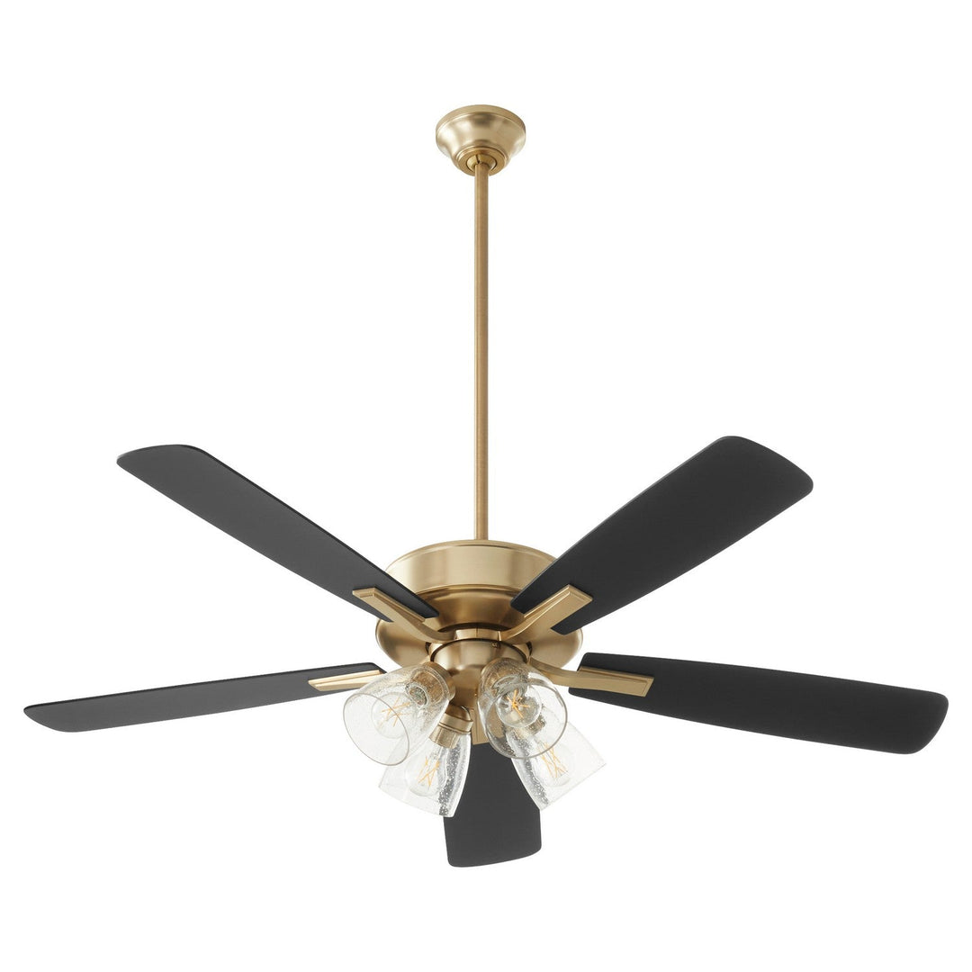 Quorum Ovation 4525-2480 Ceiling Fan 52 in. - Aged Brass, Matte Black/Walnut