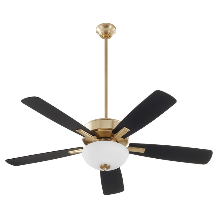 Quorum Ovation 4525-280 Ceiling Fan 52 in. - Aged Brass, Matte Black/Walnut