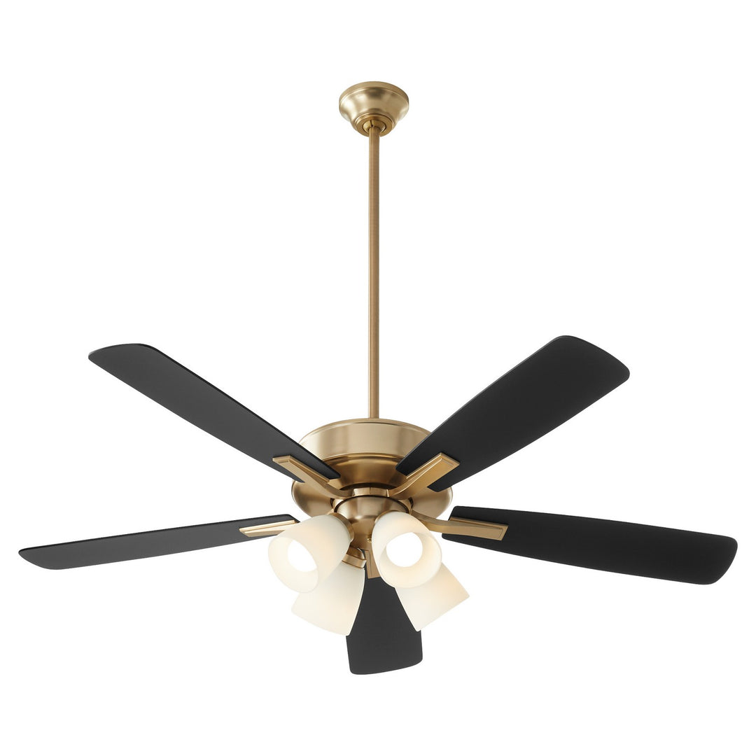 Quorum Ovation 4525-480 Ceiling Fan 52 in. - Aged Brass, Matte Black/Walnut