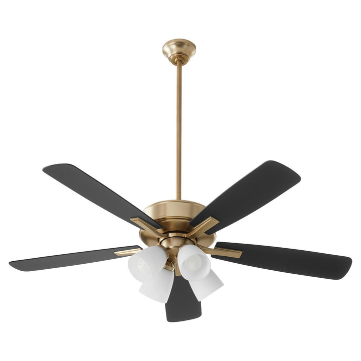 Quorum Ovation 4525-480 Ceiling Fan 52 in. - Aged Brass, Matte Black/Walnut