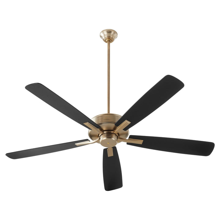 Quorum Ovation 4605-80 Ceiling Fan 60 in. - Aged Brass, Matte Black/Walnut