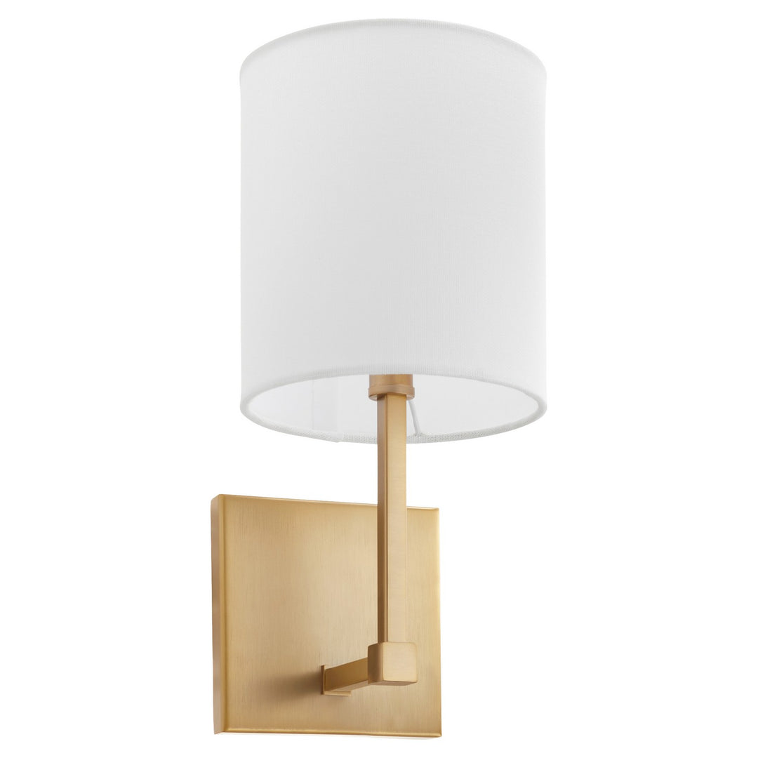 Quorum Bolero 5377-1-80 Wall Sconce Light - Aged Brass W/ White Linen
