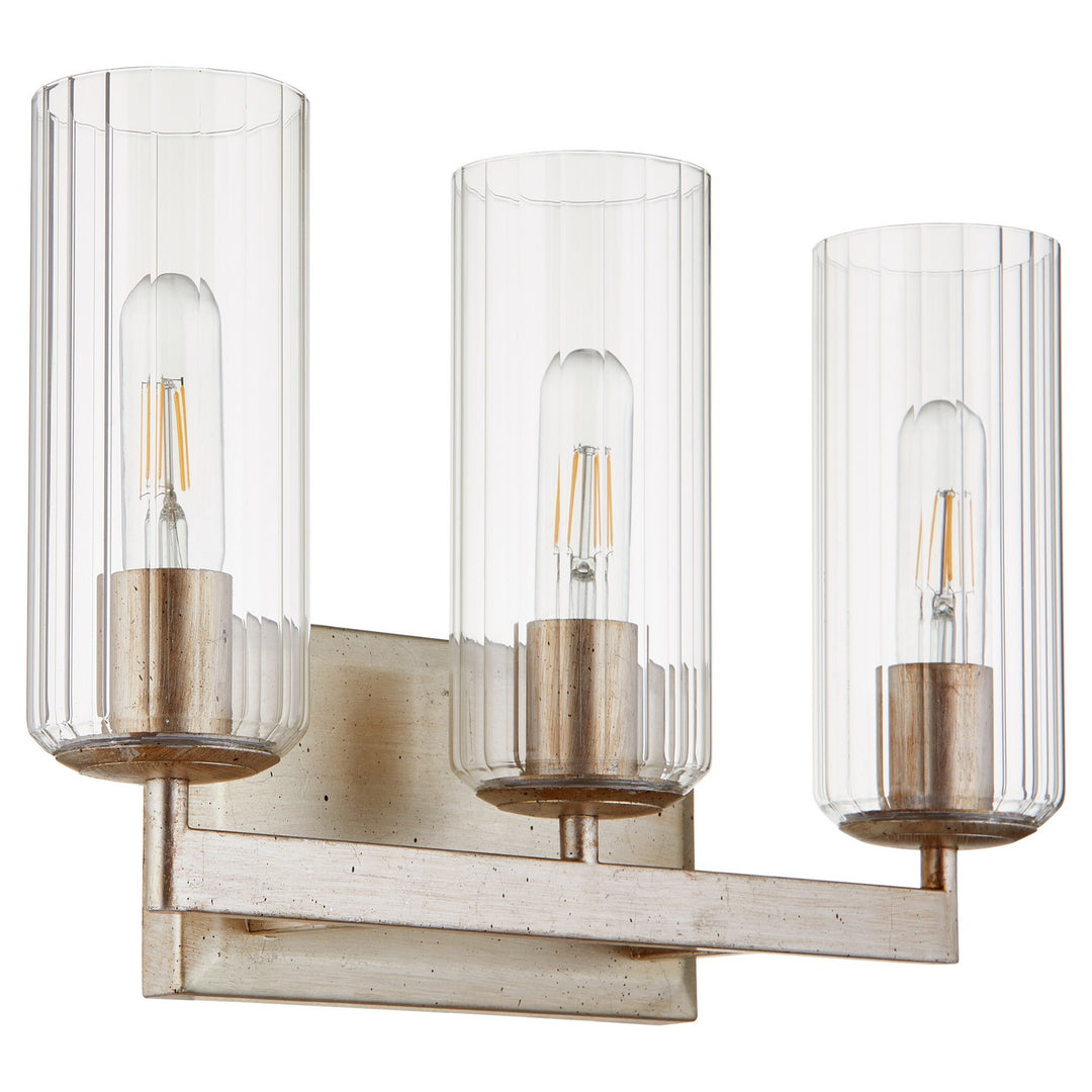 Quorum Merrick 574-3-60 Bath Vanity Light 18 in. wide - Aged Silver Leaf