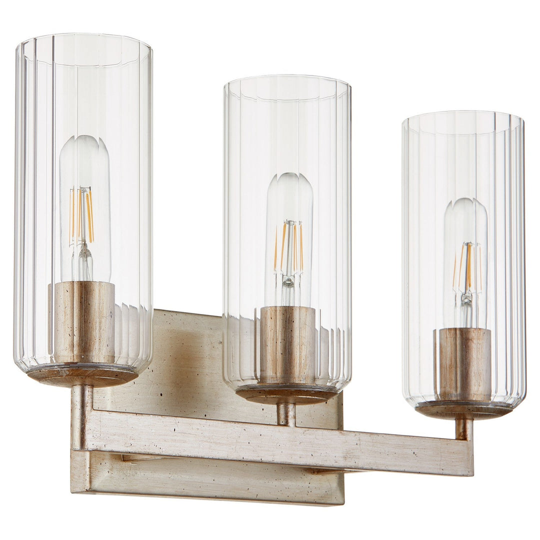 Quorum Merrick 574-3-60 Bath Vanity Light 18 in. wide - Aged Silver Leaf
